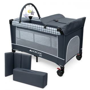 Lit de voyage 3 en 1 | Table à langer | Parc pour bébé | Portable | Pliable | Sac de transport | Gris | Caelum | Mobiclinic