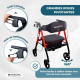 Déambulateur bariatrique | Pliable | Jusqu'à 204 kg | Aluminium | Freins | Roues 360º | Panier | Madeira | Mobiclinic - Foto 7