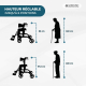 Déambulateur avec repose-pieds | Pliable | Aluminium | Freins sur leviers | Roues 360º | Sac | Porte-canne | Ibiza | Mobiclinic - Foto 2