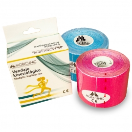 2er Pack Kinesio-Tape | Rosa und Blau | Neuromuskuläre Bandage | 5mx5cm | Modell: Mobitape | Mobiclinic
