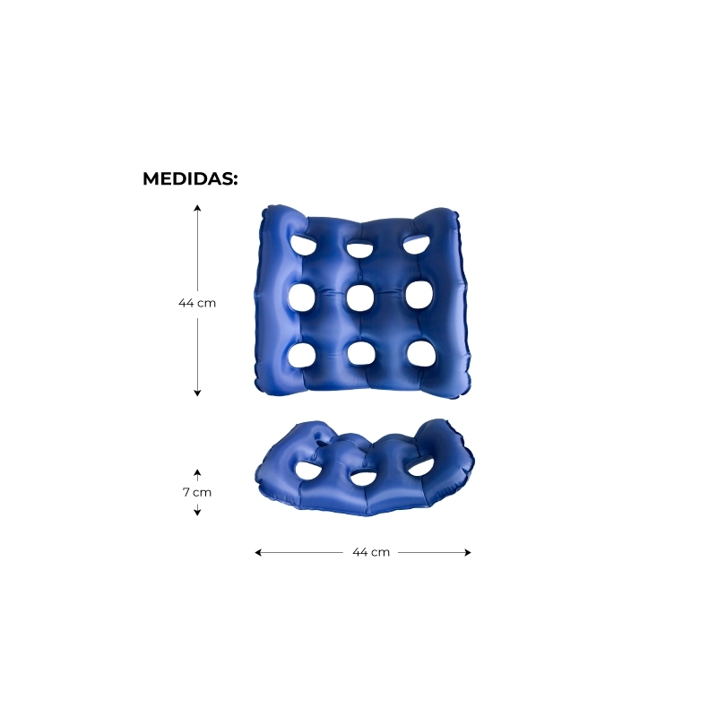 Orthopädisches Luftkissen, Aufblasbar, Quadratische Form, 44x44x7 cm, AIR-02