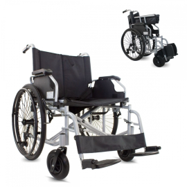 Bariatrie-Rollstuhl | Breite 60 cm | Bis zu 225 kg | Abnehmbare Räder | Kippschutz | Selbstfahrend | Plus 225 | Mobiclinic
