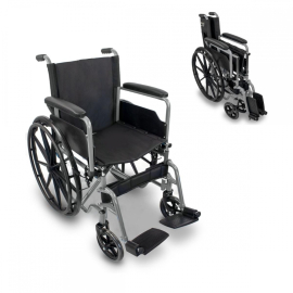 Faltbarer Rollstuhl | Große Räder | 40 cm | Grau | Modell: Marsella | Mobiclinic
