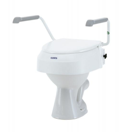 Toilettensitzerhöhung | Mit Deckel | Klappbare und verstellbare Armlehnen | 3 Höhen | 6, 10 und 15 cm
