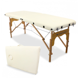 Massageliege klappbar | Holz | Tragbar | 180x60 cm | Cremefarben | Modell: CM-01 BASIC | Mobiclinic