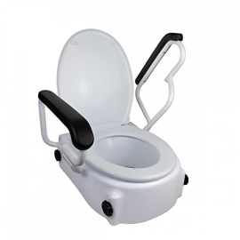Toilettensitzerhöhung | mit Deckel | 17 cm | Verstellbar | Neigbar | Klappbare Armlehnen | Weiß | Tajo | Mobiclinic