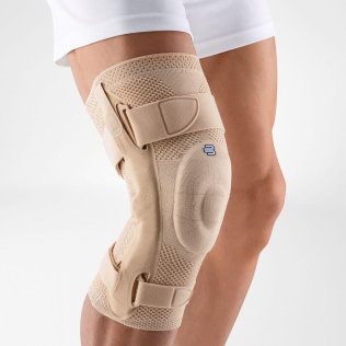 Bauerfeind Elastische Kniebandage | Stabilisator | Gelenkschienen und Pelotte | Beige | Verschiedene Größen | GenuTrain S