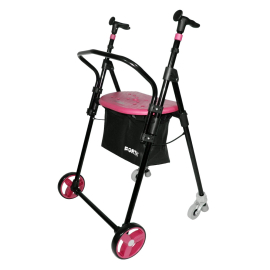 Rollator mit 4 Rädern | faltbarer Stahl | Farbe: Korallenrot| Air On Plus | FORTA