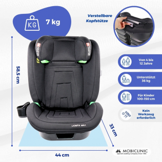 Kinderautositz | IsoFix | I-Size | 100-150 cm | 10 Positionen |  Seitenschutz |
