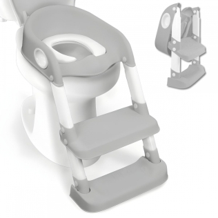 Kinder-WC-Sitz | mit Treppe | rutschfest | verstellbar | klappbar | Modell: Lala | grau-weiß | Mobiclinic
