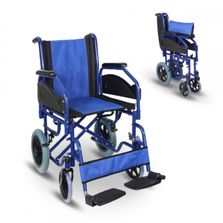 Rollstuhl | Premium | Faltbar | Abnehmbare Armlehnen und Fußstützen | Blau | Maestranza | Mobiclinic