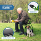 Faltbarer Rollator | Sitz und Rückenlehne | Aluminium | Korb | Für ältere Menschen | Grün | Modell: Prado | Mobiclinic - Foto 6