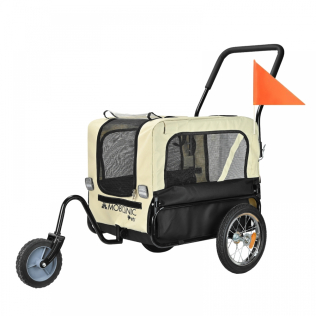 Hundeanhänger und Transportwagen | 2 x 1 | Wasserdichte Abdeckung | 40Kg | 600D Oxford| 123x67x100cm | Bark | Mobiclinic
