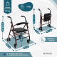 Klappbarer Rollator | Sitz und Rückenlehne | Aluminium | Korb | Für ältere Menschen | Bordeaux | Modell: Prado | Mobiclinic - Foto 2