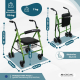 Faltbarer Rollator | Sitz und Rückenlehne | Aluminium | Korb | Für ältere Menschen | Grün | Modell: Prado | Mobiclinic - Foto 2