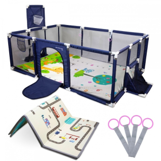 Kinderspielplatz | Teppich | 128x233 cm | Ringe | Fußballkorb und Netz | Transporttasche | Kidland | Mobiclinic