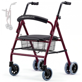 Klappbarer Rollator | Sitz und Rückenlehne | Aluminium | Korb...
