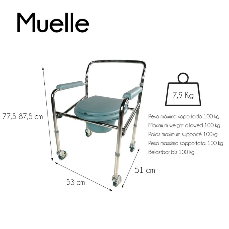 Chaise de douche//toilette sans dossier Stable et fiable Tabouret pliant et r/églable en hauteur Acier inoxydable Poids maximum support/é 100 kg Mobiclinic Mod/èle Delta