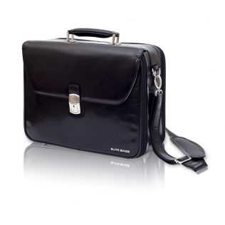 Malette pour visites médicales | Porte-documents en cuir | Noir | Doctor's | Elite Bags