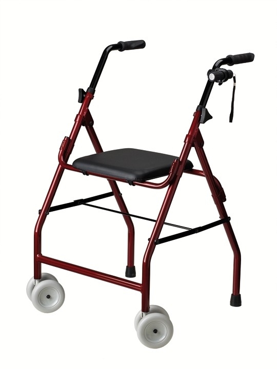 Déambulateur pour personnes âgées, aluminium, pliable, siège, 2 roues, bordeaux, mini roler (Ayudas tecno dinámicas)