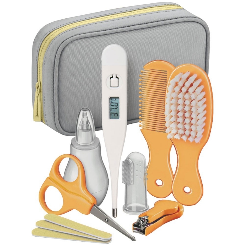 Trousse De Soin Bébé - Kit 10 Accessoires Sans BPA - Brosse, Thermomètre, Coupe-Ongles - Cadeau Naissance