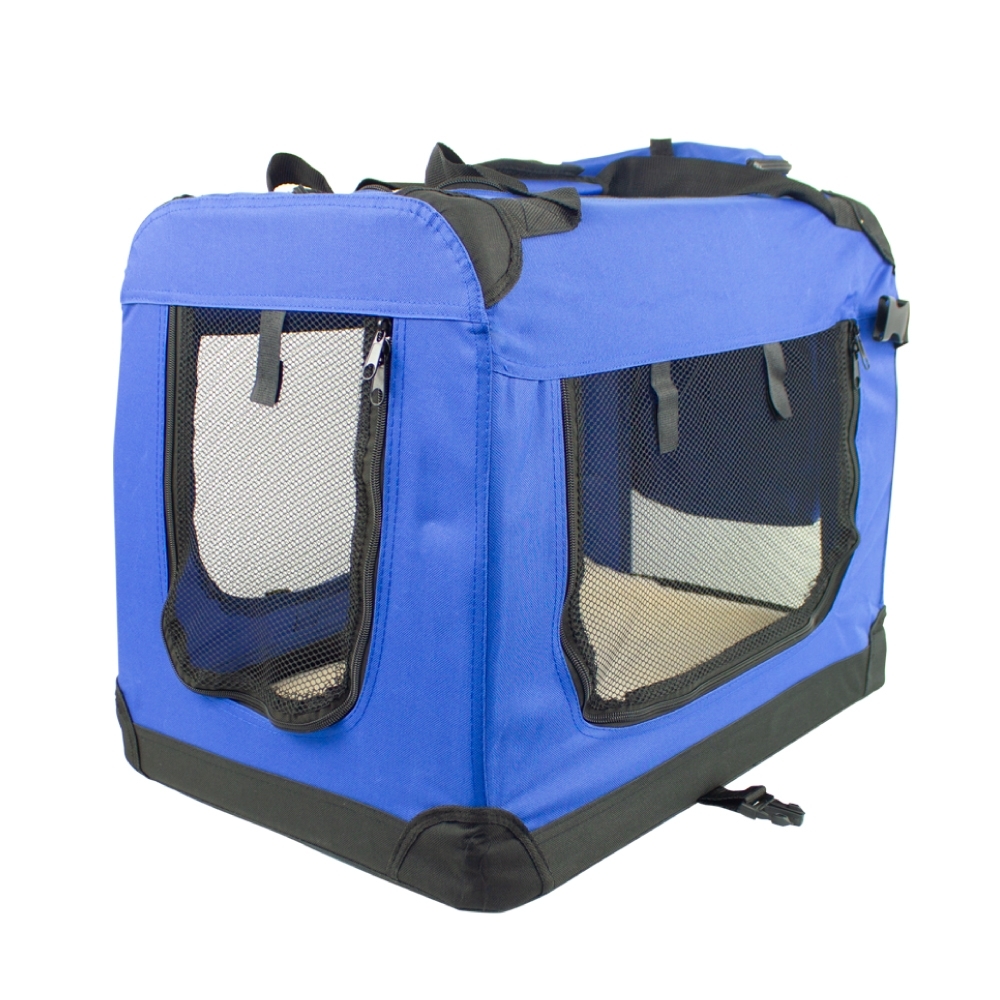 Sac De Transport Pour Animaux De Compagnie Taille L Supporte 15 Kg 67x50x49 Cm Pliable Bleu Balu