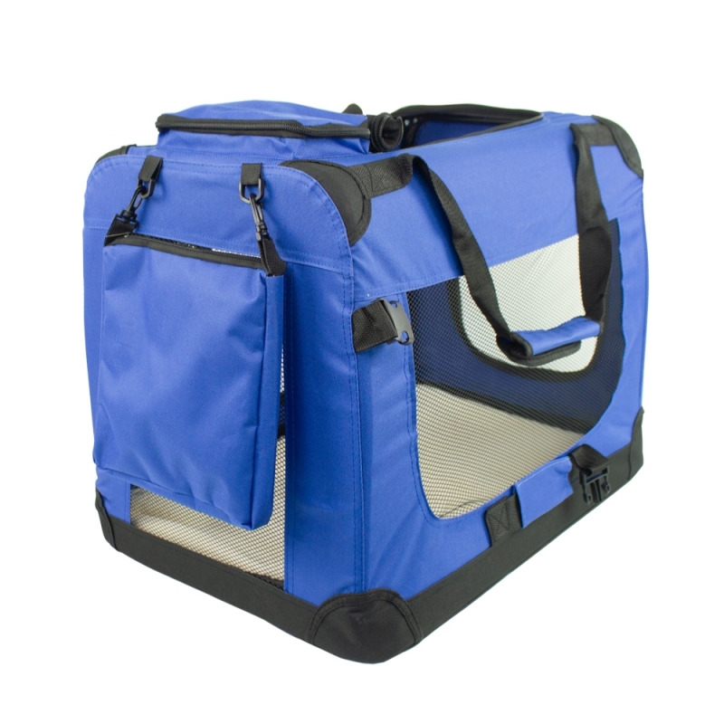 Sac De Transport Pour Animaux De Compagnie Taille L Supporte 15 Kg 67x50x49 Cm Pliable Bleu Balu