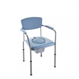 Chaise percée | Chaise de toilettes orthopédique | Accoudoirs, siège rembourré, et dossier | Réglable en hauteur