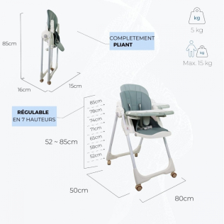 Chaise haute bleu pliable BEBE CONFORT : la chaise haute à Prix Carrefour