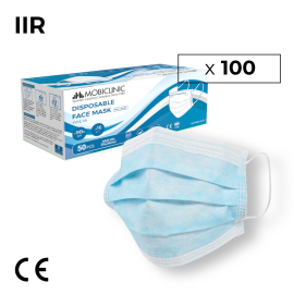 100 masques chirurgicaux IIR | Mobiclinic | 2 boîtes de 50 pièces | 3 couches | jetables