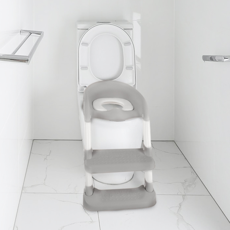 Siège De Toilette Enfant Avec Escalier 3 En 1 - Réglable, Antidérapant, Imperméable - Apprentissage Propreté - Gris