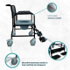 Chaise percée avec roues et couvercle | Repose-pieds rabattables | Accoudoirs amovibles | Noire | Barco | Mobiclinic - Foto 4