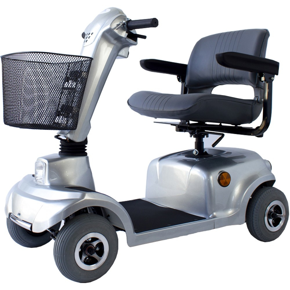 Scooter électrique à 4 roues, Auton. 34 km, Siège pivotant et pliable, 12V, Gris, Piscis