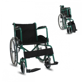 Fauteuil roulant | Pliable | Grande roue | Résistant | Accoudoirs et repose-pieds fixes | Vert | Alcazaba | Mobiclinic