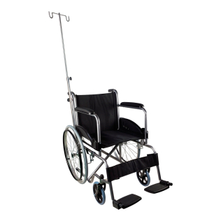 Fauteuil roulant | Anti-pliage | 40cm | Support pour bouteille et compte-gouttes | Accoudoirs et repose-pieds fixes | Noir