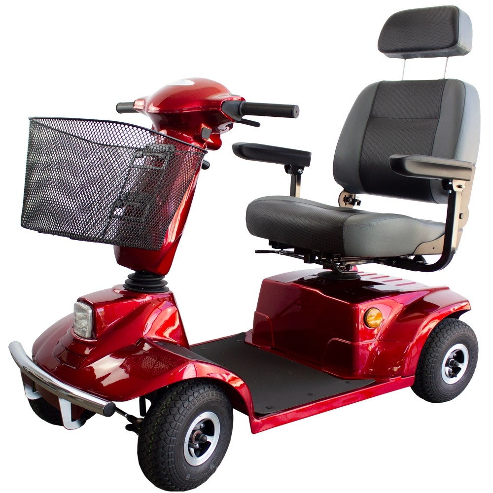 Scooter électrique pour handicapés, 4 roues, premium, démontable, auton, 45 km, 12v, bordeaux, libra, mobiclinic