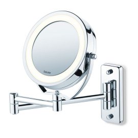 Miroir avec lumière LED et zoom pour le maquillage | Beurer | Miroir mural de maquillage (amovible) 2 en 1 | Fait en chrome