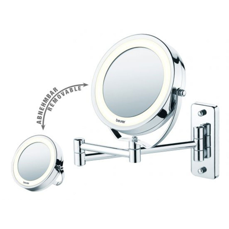 Miroir avec lumière LED et zoom pour le maquillage, Beurer, Miroir mural  de maquillage (amovible) 2 en 1