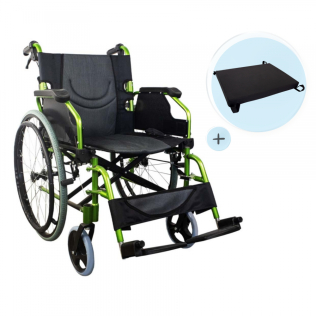 Pack Bolonia Plus | Fauteuil pliant | Vert | Aluminium | Coussin anti-escarres | Viscoélastique | Mobiclinic