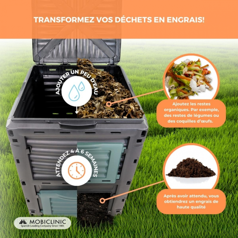 Composteur rotatif déchets organiques 70 litres,PRCOMPOST01,RIBIMEX