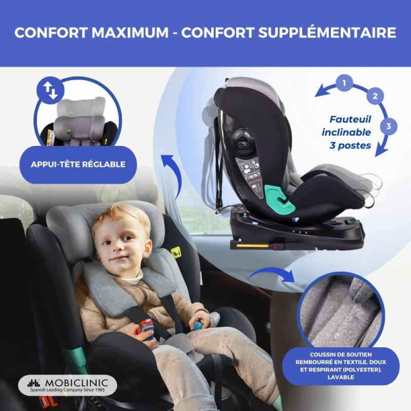 Siège auto pour enfant, Pivotant à 360º, i-Size, Évolutif, 40 - 150 cm, Inclinable, Réglable, Lionfix Pro