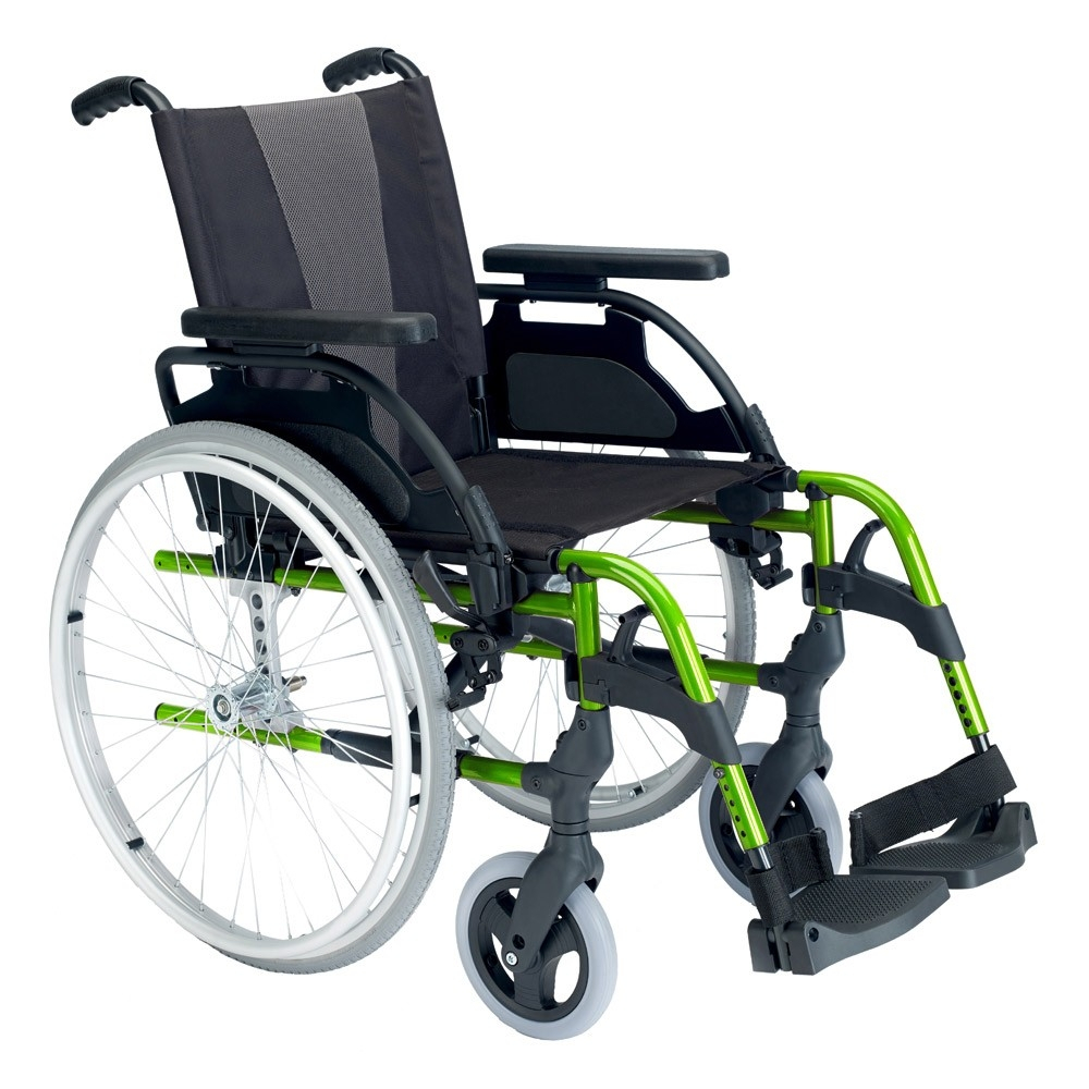 Fauteuil roulant breezy style (ancien 300), aluminium, vert pomme, avec roues de 24"