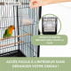 Cage à oiseaux XL | 95 x 43 x 61,5 cm | 8 portes | Mangeoires et abreuvoirs | Roues | Plateau amovible | Ninfa | Mobiclinic - Foto 3