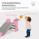 Toboggan pour enfants | Pliable | Panier et ballon | Marches antidérapantes | Max 35 kg | Rose | Dino| Mobiclinic - Foto 4