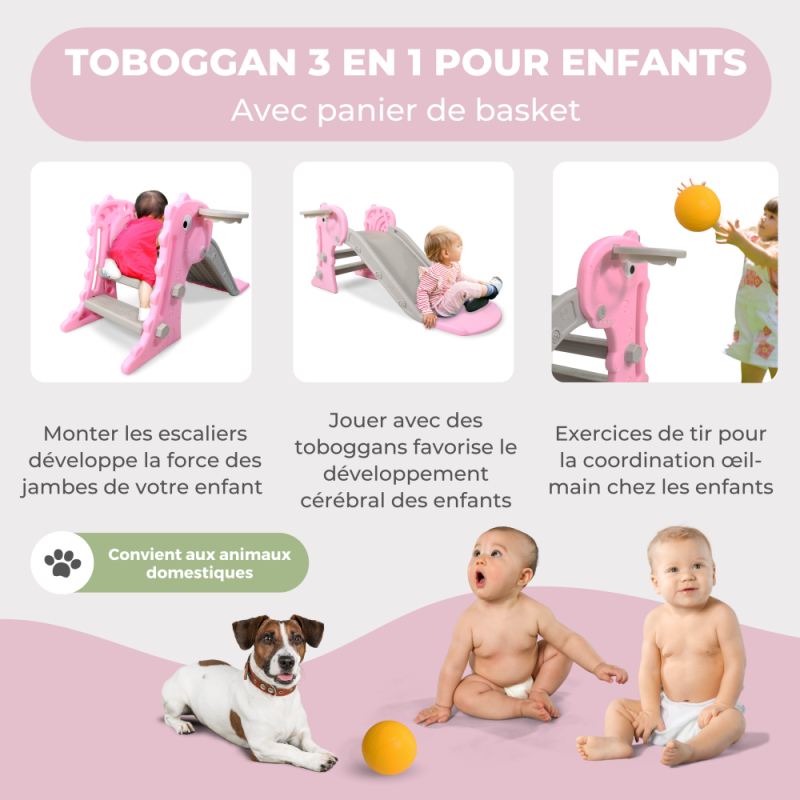 Toboggan Intérieur Pour Les Enfants Pour La Maison, Toboggan D'intérieur  Arceau De Basket-ball En Forme De Dinosaure Pour Les Enfants Usage  Domestique 