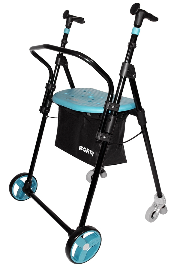 Déambulateur 4 roues, acier pliable, vert émeraude, air on plus, forta (Forta)