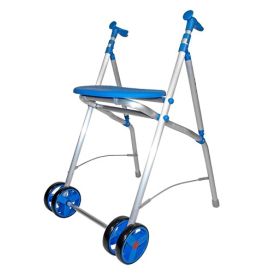 Rollator avec roues | Pliable | Aluminium | Siège | Bleu | ARA-C | Forta