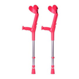 Lot de 2 béquilles pour enfant | Cannes anglaises | Aluminium | Réglable | Rose corail | BCR-N | FORTA