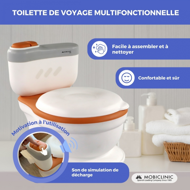 Toilettes enfants, Sonorisées, Seau amovible, De 1 à 6 ans, Antidérapantes, Orange, ToiKid