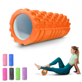 Rouleau de massage | Caoutchouc mousse | 14x33cm | Polyvalent | Léger | Prévient les blessures | Orange | FitRoller | Mobiclinic